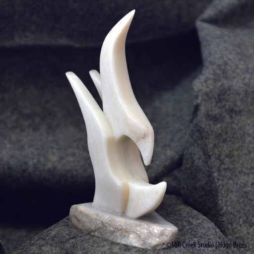 Striking abstract bird sculpture of White Italian Soapstone.