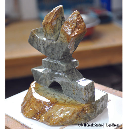 A contemporary Canadian icon, this Brazilian Soapstone  displays it's blue-green and copper colour scheme to the max. 