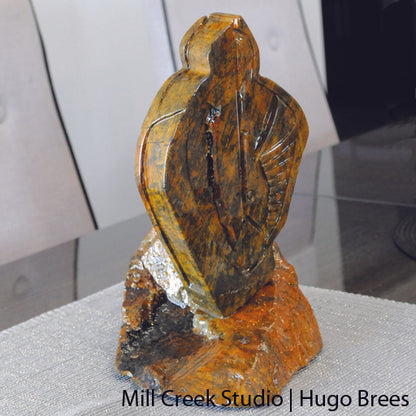 Striking copper-green abstract Brazilian Soapstone sculpture.