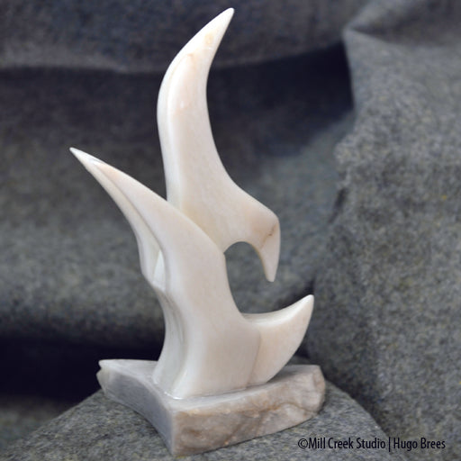 Striking abstract bird sculpture of White Italian Soapstone.